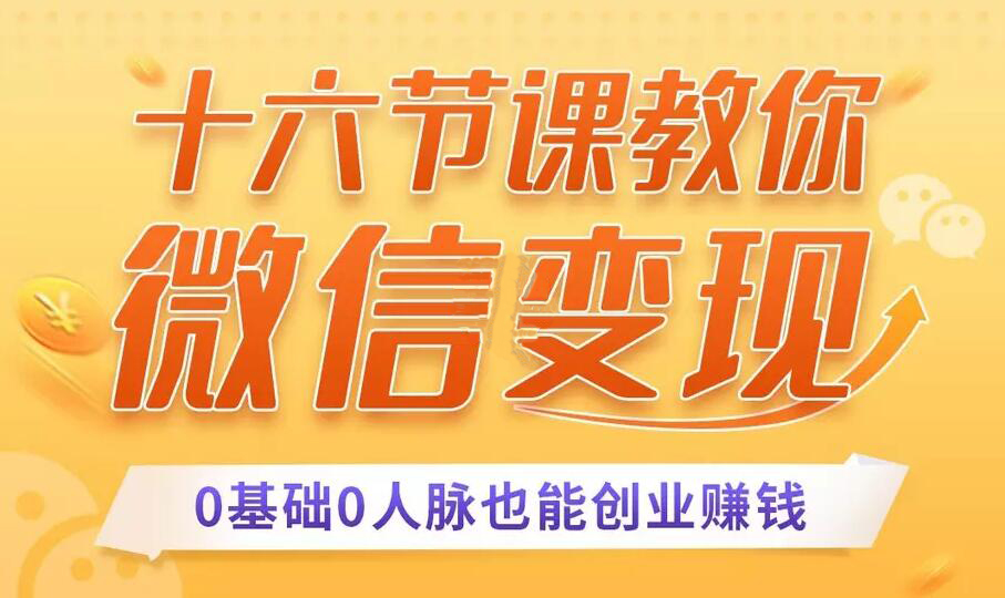 十六节课教你微信变现 0基础0人脉也能创业赚钱-乐学教程网