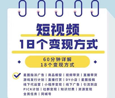 短视频18个变现方式-乐学教程网