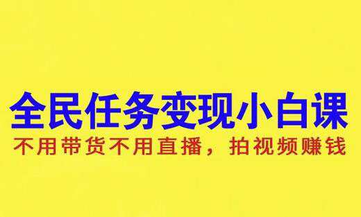 全民任务变现小白课，拍视频赚钱-乐学教程网