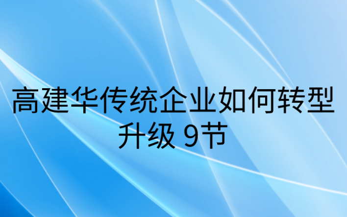 高建华传统企业如何转型升级9节-乐学教程网